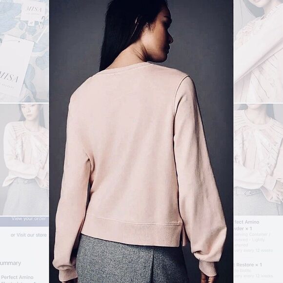 Anthropologie Embellished Pink Bow Beaded Sweatshirt NWT - Picture 5 of 16